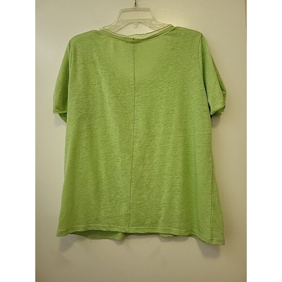 Sundance Linen Top T-shirt  Scoop Neck Women’s Short Sleeve Medium Green - Picture 5 of 5
